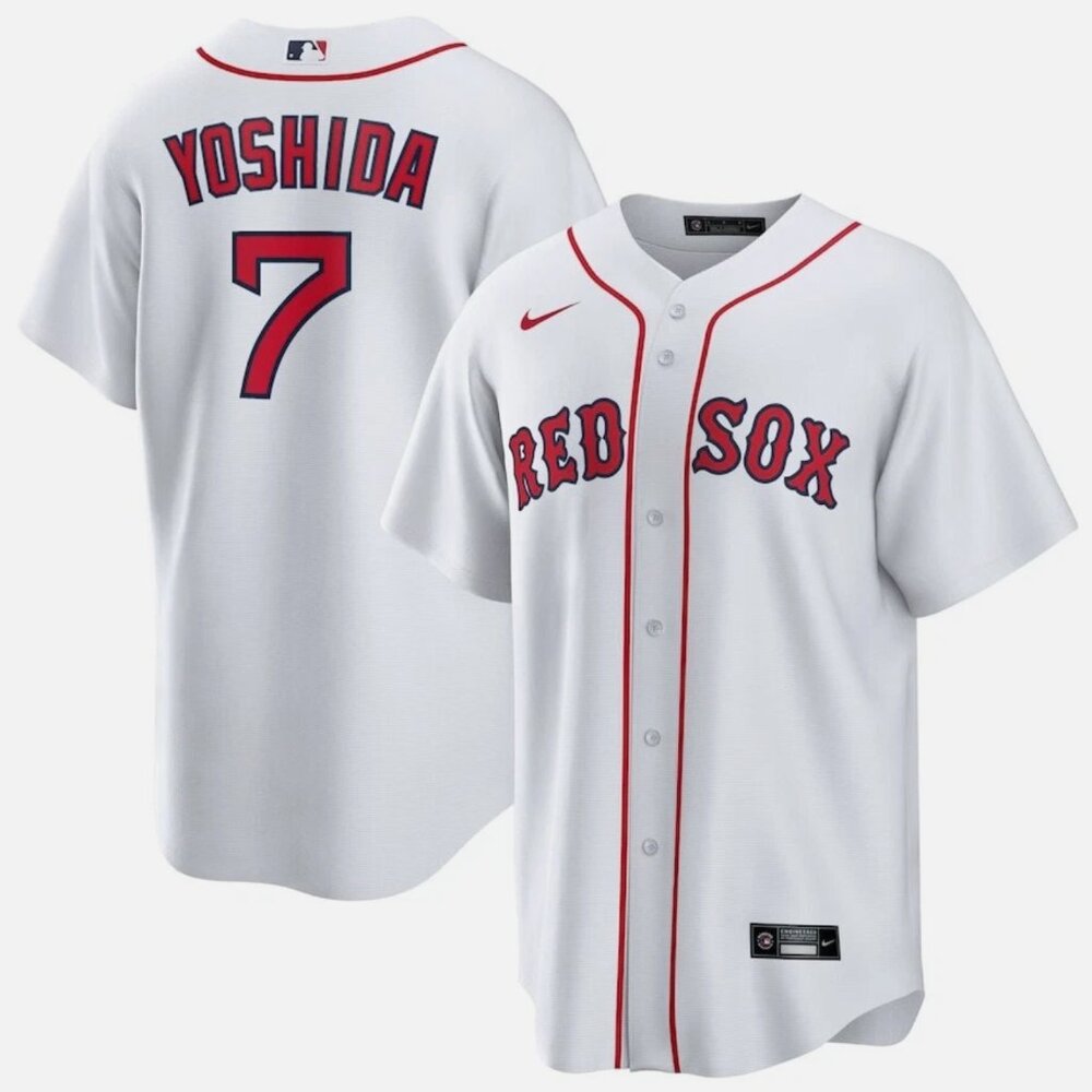 NIKE 2022 OFFICIAL MLB PLAYER WHITE JERSEY BOSTON RED SOX #7 MASATAKA YOSHIDA